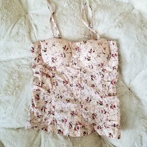 Cute light pink floral bustier style top
